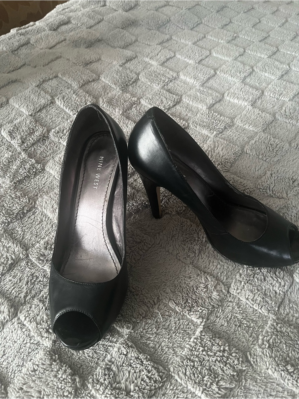 Nine West Black Peep Toe Stiletto Heels